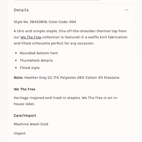 NWT Free People We The Free FUJI THERMAL TOP (lilac) — size SMALL (S) // $68 - Picture 6 of 7